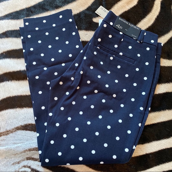 Banana Republic Pants - NWT Banana Republic Navy Polka Dot Pant